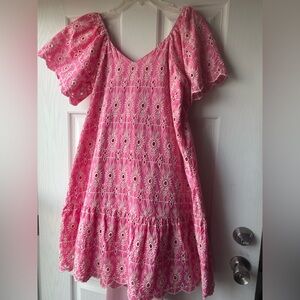 Large Pink dress with beautiful embroidery.
